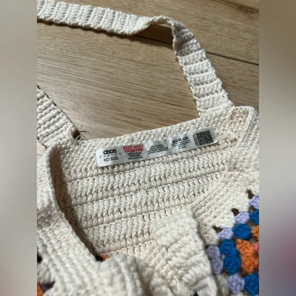 Multicolor Granny Square Crochet Mini Tote Bag - Picture 6 of 6